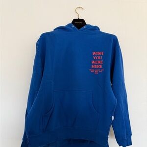 Travis Scott Cactus Jack Blue Hoodie w Orange Text Wish You Were Here Gov Ball